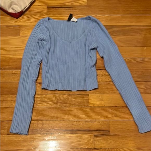 Blue Ribbed Long Sleeve Top - Picture 1 of 2